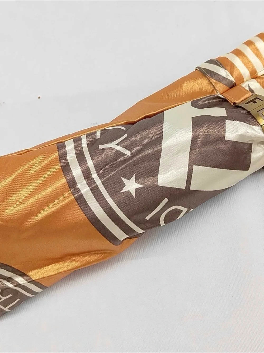 Fendi Orange & Brown Logo Umbrella